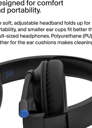 Belkin SoundForm Inspire Wireless Over-Ear Headset for Kids, Online Learning & Travel w/Built-in Microphone, 85dB Safe Volume Limit, 35H Battery - Compatible w/iPhone, iPad, Galaxy & More - Black