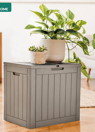 YITAHOME 31 Gallon Outdoor Storage Deck Box, Waterproof Resin Package Delivery and Storage Box with Lockable Lid for Patio Furniture Cushions, Pool Accessories, Garden Tools, Taupe