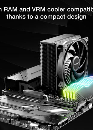 be quiet! Pure Rock 3 Black CPU Air Cooler | 4 High Performance 6mm Heat Pipes with HDT Technology | 120mm PWM Fan | AMD:AM4 AM5/Intel LGA 1700/1150/1151/1200 | Black | BK039