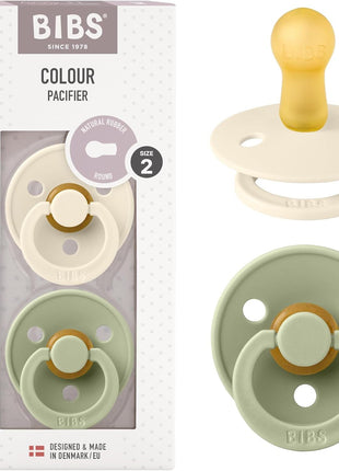 BIBS Pacifiers Colour Collection | Natural Rubber Baby Pacifier | Set of 2 BPA-Free Soothers | Made in Denmark | 0+ Months (Pack of 2) | Dusty Blue/Steel Blue
