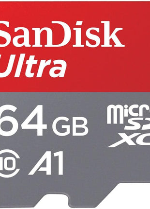SANDISK 64GB Ultra MICROSDXC Class 10 / U1 / A1 Flash Memory Card with Adapter