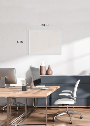 U Brands Farmhouse Linen Bulletin Board, 24 inch x 18 inch, White Wood Style Frame, Industrial Grade Pinning Surface