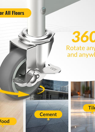 HOLKIE Caster Wheels 3 inch Locking Casters Set of 4, Threaded Stem 3/8 inch -16 x 1-1/2 inch (Diameter 3/8 inch, Length 1-1/2 inch) Swivel Heavy Duty Castors Gray
