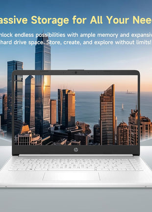 HP 14" Ultral Light Laptop for Students and Business, Intel Quad-Core, 8GB RAM, 192GB Storage(64GB eMMC+128GB Ghost Manta SD Card), 1 Year Office 365, USB C, Win 11 S