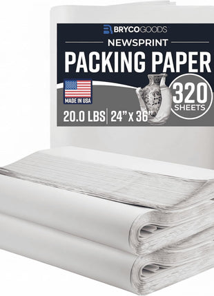 Bryco Goods Newsprint Packing Paper Sheets for Moving - 5lb - 160 Sheets of Newspaper Paper - Must Have in Your Moving Supplies - 27 inch x 17 inch - Made in USA