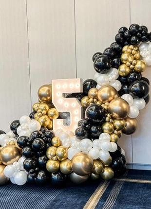 Awenztech 120pcs Metallic Gold Balloon Arch Kit, 18 12 10 5 inch Chrome Gold Latex Balloons Different Sizes Metallic Gold Balloon Garland for Graduation Engagement Wedding Birthday Party Decorations