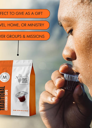 Travel Pack - The Miracle Meal Pre-Filled Traditional Communion Cup - Bag of 25 with Wafer and 100% Concord Grape Juice