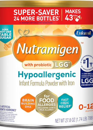 Enfamil, Nutramigen Hypoallergenic Baby Formula with Iron, Lactose Free, Colic Relief from Cow's Milk Allergy Starts in 24 Hours, Brain Building Dha, Probiotic LGG for Immune Support