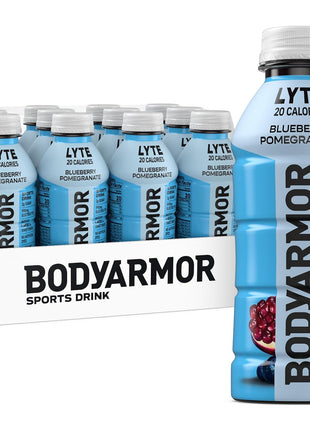 BODYARMOR LYTE Sports Drink Low-Calorie Sports Beverage, Blueberry Pomegranate, Coconut Water Hydration, Natural Flavors With Vitamins, Potassium-Packed Electrolytes, Perfect For Athletes, 16 Fl Oz (Pack of 12)