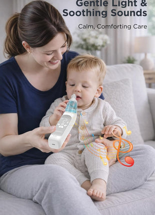 Koalababy Baby Nasal Aspirator, Large Flow Electric Nose Sucker with 3 Suction Levels, Rechargeable Toddler Nose Cleaner, Soft Silicone Tips, Music and Light Soothing