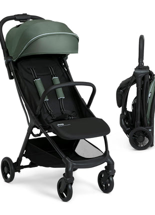 Jeep Altitude Compact Travel Stroller by Delta Children Greenguard Gold, Easy One Hand Fold, Lightweight, Extendable Canopy with Peek-a-Boo Window, Reclining Seat, 4 Wheel Suspension, Olive Green