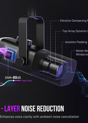 FIFINE AmpliGame AM8 USB/XLR Dynamic Microphone for Gaming Streaming | Podcast Mic with RGB Light, Mute Button, Headphones Jack, Desktop Stand, for Vocal Recording Singing YouTube