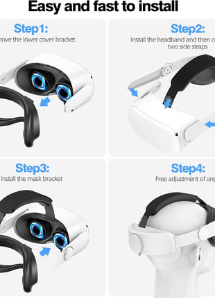 VZNEK Head Strap Compatible with Oculus Quest 2,Meta Quest 2 Accessories Adjustable Elite Strap Replacement for Enhanced Comfort Support and Gaming Immersion in VR (Without Battery)