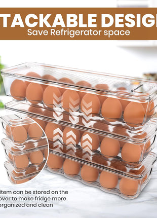 Utopia Home Egg Holder for Fridge, Stackable Egg Container, 2 Pack, Clear | With Lid and Handle, For Refrigerator Organization, Egg Holder For Kitchen or Pantry Organizers and Storage