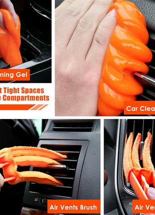 Car Detailing Kit Interior Cleaner, 17Pcs Car Cleaning Supplies with High Power Portable Car Vacuum, Detailing Brush Set, Windshield Cleaner, Orange Car Accessories for Women Men Teens Kids