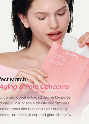 BIODANCE Bio-Collagen Real Deep Mask, Hydrating Overnight Hydrogel Face Mask, Pore Minimizing, Elasticity, Plumping, Travel Essentials & Self Care Gifts for Women, Korean Skin Care | 1.19oz(34g) x 4ea