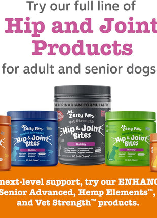 Zesty Paws Hip and Joint for Dogs, Glucosamine for Dogs Hip and Joint Supplement with Chondroitin, MSM, Vitamins C & E - Bacon, 90 Count (Pack of 2)