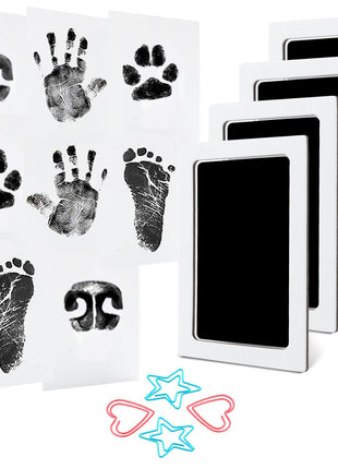 4-Pack Baby Inkless Hand and Footprint Kit Paw Nose Print Kit for Dogs Cats Pets Clean Touch Ink Pad for Baby Pets Newborn Keepsake Mess-Free Ink Pad