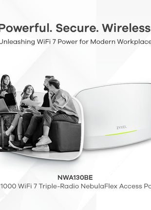 Zyxel WiFi 7 Wireless Access Point BE11000 | PoE + or USB C (not included) | 2x 2.5Gb Ethernet Ports | Triple Radio | Nebula Flex Cloud or Standalone | RADIUS Authentication | TAA Compliant | NWA130BE