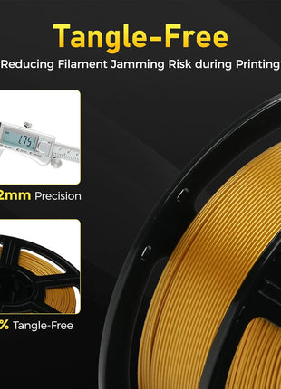 FLASHFORGE Rapid PETG Filament 1.75mm Metallic Bright Gold, Max 600mm/s High Speed Printing, 3D Printer Filament 1kg Spool, Dimensional Accuracy  0.02mm, Fits Most 3D Printers
