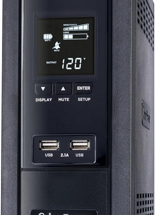 CyberPower BRG1000AVRLCD Intelligent LCD UPS System, 1000VA/600W, 10 Outlets, AVR, Mini-Tower, 5-Year Warranty