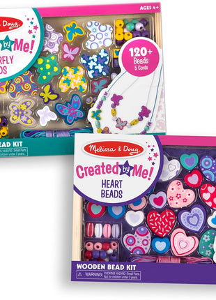 Melissa & Doug Sweet Hearts and Butterfly Friends Bead Set of 2-250+ Wooden Beads