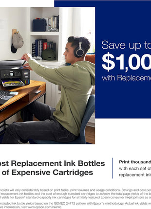 Epson EcoTank ET-2800 Wireless Color All-in-One Cartridge-Free Ink Supertank Printer with Scan and Copy for Home Use, Black
