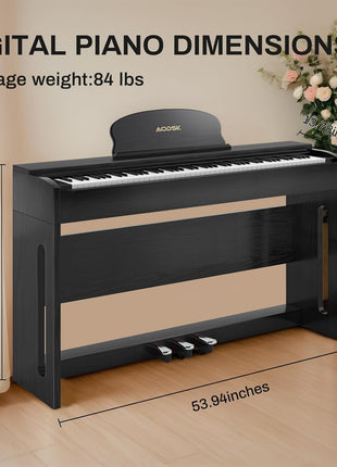 AODSK 88 Key Weighted keyboard piano,Hammer Action Digital Piano with Speakers,Furniture Stand and Triple Pedals,piano keyboard 88 keys Beginner's Course  Comes With Headphones,Piano Lessons,B 83S