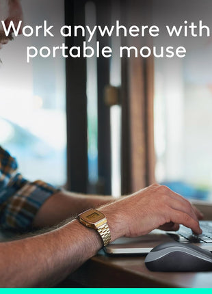 Logitech M185 Wireless Mouse, 2.4GHz with USB Mini Receiver, 12-Month Battery Life, 1000 DPI Optical Tracking, Ambidextrous PC/Mac/Laptop - Swift Grey