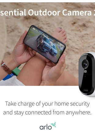 Arlo Essential Security Cameras Wireless Outdoor 2K (2nd Gen, 2023 Release) - Battery Power, Person Recognition, Package Detection, Animated Preview, 1-Month Trial of Secure Plan, 2 Cam, White
