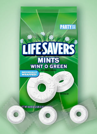 LIFE SAVERS Mints, Bulk Hard Candy Wint-O-Green Breath Mints, 44.93 oz Party Size
