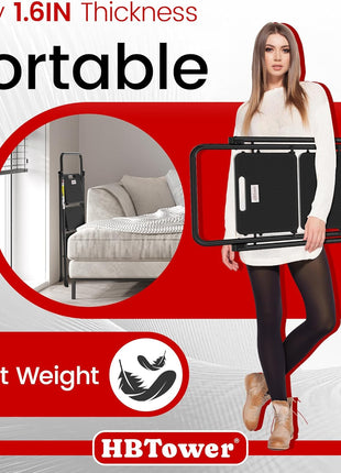 HBTower Step Ladder, Folding Step Stool with Wide Anti-Slip Pedal, Sturdy Steel Ladder, Convenient Handrail, Lightweight, Portable Steel Step Stool