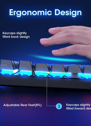 RisoPhy Mechanical Gaming Keyboard, RGB 104 Keys Ultra-Slim LED Backlit USB Wired Keyboard with Blue Switch, Durable Abs Keycaps/Anti-Ghosting/Spill-Resistant Computer Keyboard for PC Mac Xbox Gamer