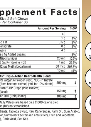 Bundle of Force Factor Total Beets Ultimate Heart Health Blood Pressure Support Chews with CoQ10, Beet Root Powder, Grape Seed Extract, Blood Pressure Supplement for Circulation & Blood Flow, 60 Soft