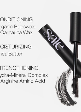 Saie Glowy Super Gel Lightweight llluminator & Makeup Primer - Starglow (1 oz) + Sunvisor Broad Spectrum SPF 35 Mineral Sunscreen (1.35 fl oz) + Lash Lengthening Mascara 101 - Black (0.31 oz)