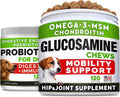 Glucosamine Treats for Dogs + Dog Probiotics Treats for Picky Eaters Bundle - Joint Supplement w/Omega-3 Fish Oil, Chondroitin, MSM and Digestive Support, Allergy, Gas and Constipation Relief