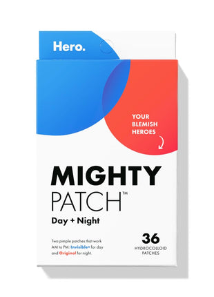 Mighty Patch Hero Cosmetics Day and Night Acne Pimple Patches, 36 Ct | 18x Original + 18x Invisible+ Patches, Absorbs Pimple Gunk in 6-8 Hours, Medical-Grade Hydrocolloid, Dermatologist-Tested