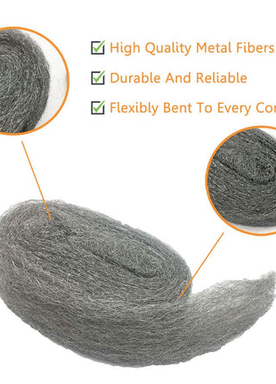 Steel Wool Mice Control, 2 Pack 3 inch x10 Ft Hole Filler, Gap Blocker, Barrier, Protect Against Animals in Holes Holes, Siding, Pipeline, Vents for Garden, House, Garage