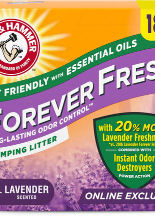 Arm & Hammer Forever Fresh Clumping Cat Litter Lavender, MultiCat Cat Litter Odor Control 18lb With 20% More Lavender Freshness, With Essential Oils