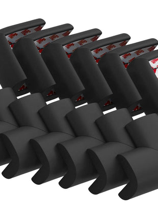 12 Pack Soft Corner Protector Baby Proofing Edge and Corner Guards, Safety Pre-Taped Rubber Foam Furniture Bumper for Fireplace, Table, Stair, Cabinet (Black)