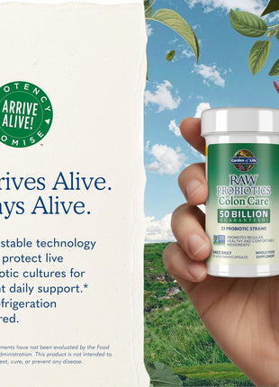 Garden of Life Probiotics for Women and Men - Raw Probiotics Colon Care 50 Billion CFU and Enzymes, Shelf Stable Once Daily Acidophilus Probiotic for Regularity and Immune Health Support, 30 Capsules