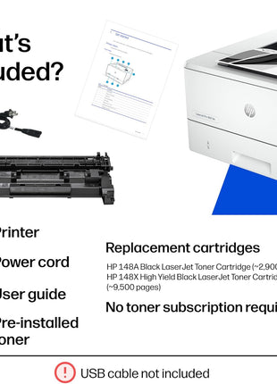 HP LaserJet Pro 4001dn Black & White Printer, Print, Fast speeds, Easy Setup, Mobile Printing, Advanced Security, Best-for-Small Teams, Ethernet/USB only