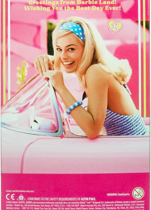 Barbie The Movie Doll, Margot Robbie as, Collectible Doll Wearing Pink and White Gingham Dress with Daisy Chain Necklace