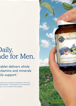Garden of Life Once Daily Whole Food Multivitamin for Men, Organic Mens Vitamins & Minerals, Vitamin C, Zinc, Vegan, for Health & Well-Being, 60 Tablets | Organic Mens Vitamins & Minerals, Vitamin C, Zinc, Vegan, For Health & Well-Being, Whole Food