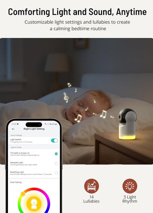 PARIS RHÔNE Video Baby Monitor, 2K UHD WiFi Camera, Night Vision, 5inch Smart Baby Monitor with App Control, Motion and Cry Detection, AI Tracking, Three-Way Audio, RGB Night Light, Lullabies