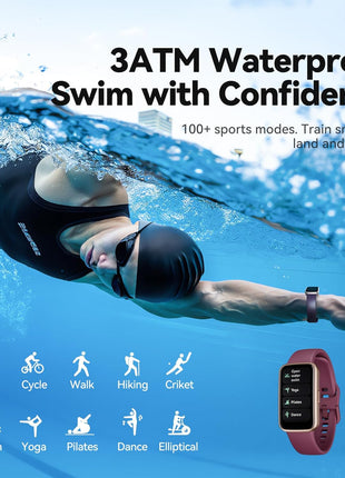 Fitness Tracker Smart Watch, 1.47inch Color Screen, 100+ Sports, Purple | Heart Rate & Sleep Monitor, Pedometer/Step Counter, 3ATM Waterproof, Activity Tracker for Women and Men, Fitness Companion