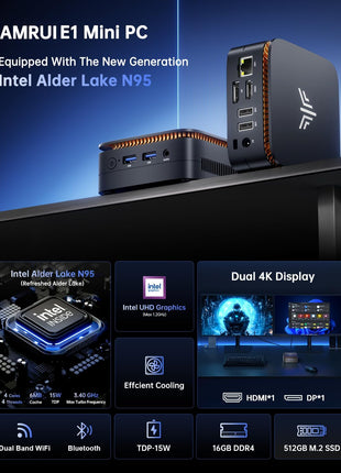 KAMRUI Pinova P1 Mini PC Win -11 Pro, AMD Ryzen R2544 Mini Computers (Beat 10110U/4300U/3500U, up to 3.7GHz), 16GB RAM 256GB SSD Micro Desktop PC, Triple 4K, Type-C, WiFi, BT for Business Home Office