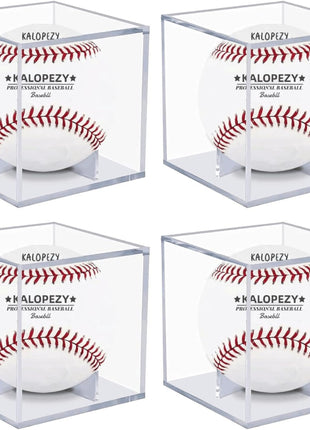 4 Pack Baseball Display Case, UV Protected Acrylic Boxes for Display,Clear Display Case Baseball Cube Memorabilia Showcase Autograph Ball Protector - for Official Size Ball