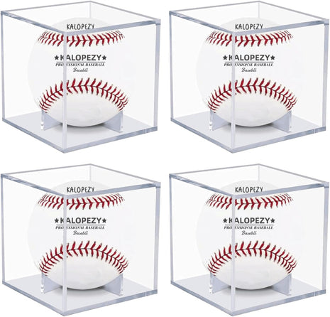 4 Pack Baseball Display Case, UV Protected Acrylic Boxes for Display,Clear Display Case Baseball Cube Memorabilia Showcase Autograph Ball Protector - for Official Size Ball