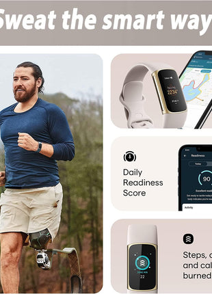 Fitbit Charge 5 Advanced Fitness & Health Tracker (White) with Built-in GPS, Stress Management Tools, Bundle with 2 Watch Bands, 3.3foot Charge Cable, Wall Adapter, Screen Shield & PremGear for Fitbit